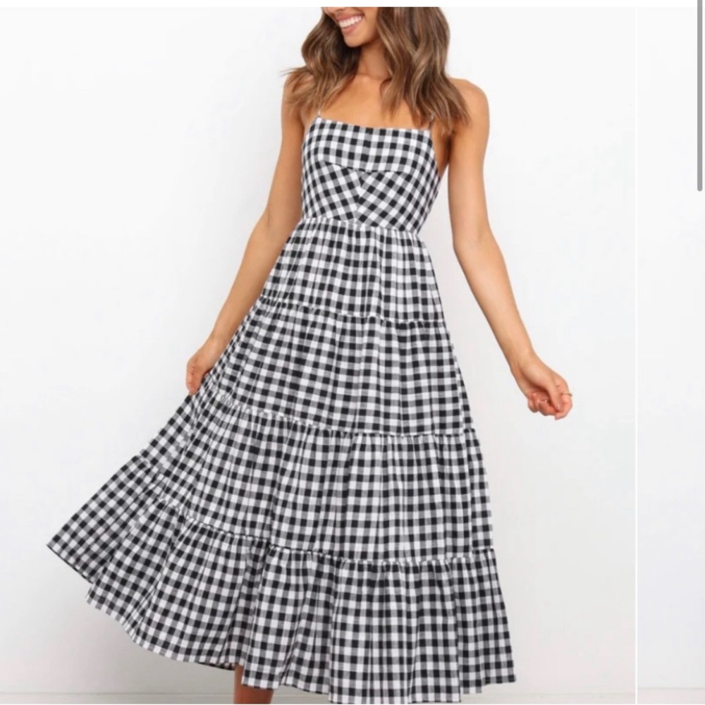 Petal and Pup Gingham tiered dress
